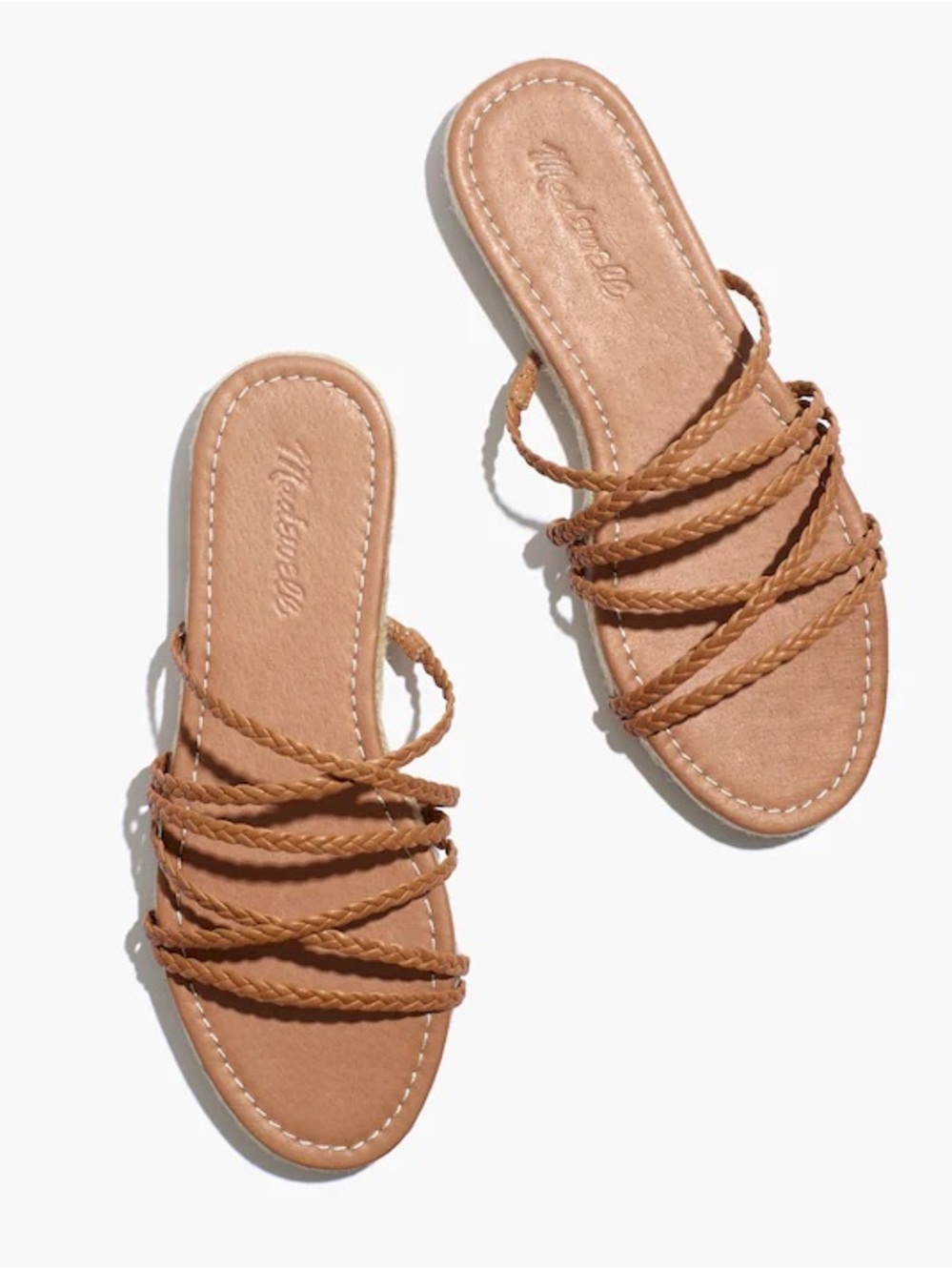 Madewell Kathryn espadrille braided brown leather slide sandals size 5